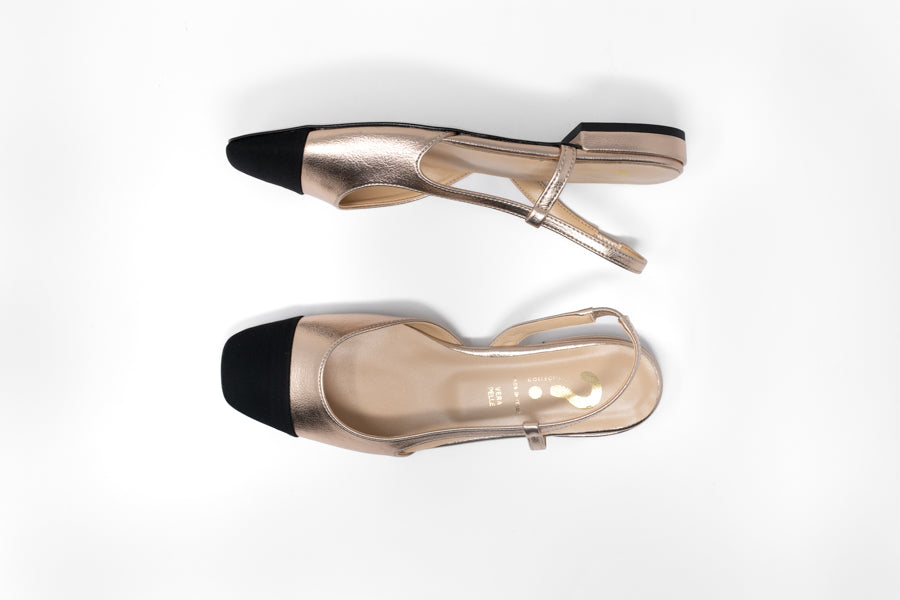 Gold Black Women s Spring Slipper with Ankle Strip Gracious Elegance Price